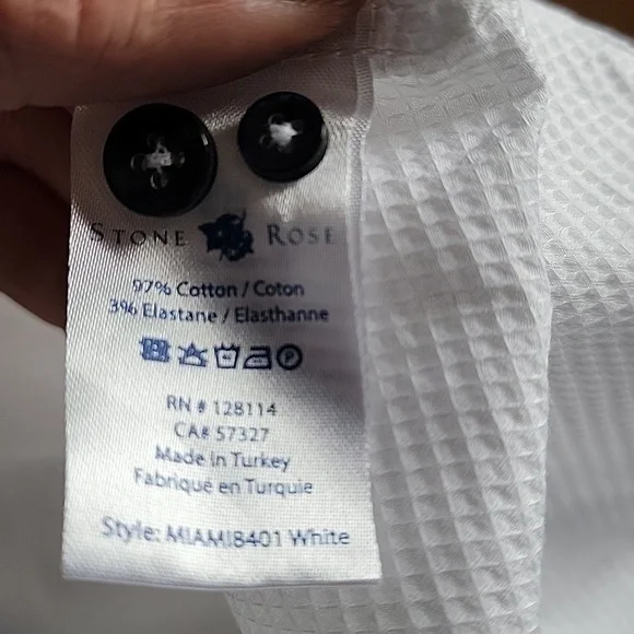 Stone rose white waffle knit dress shirt xl - Picture 5 of 6